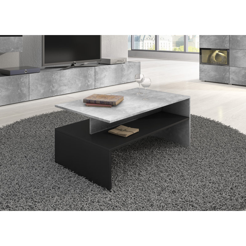 Carlotta Solid Coffee Table with Storage, Grey Marble