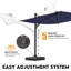  Parasol de patio rectangulaire en aluminium 10 po x 10 pi 10 po x 10 pi avec poignée pivotante et rotation à 360 °, réglage de l'inclinaison pour le jardin, la terrasse, les piscines, bleu