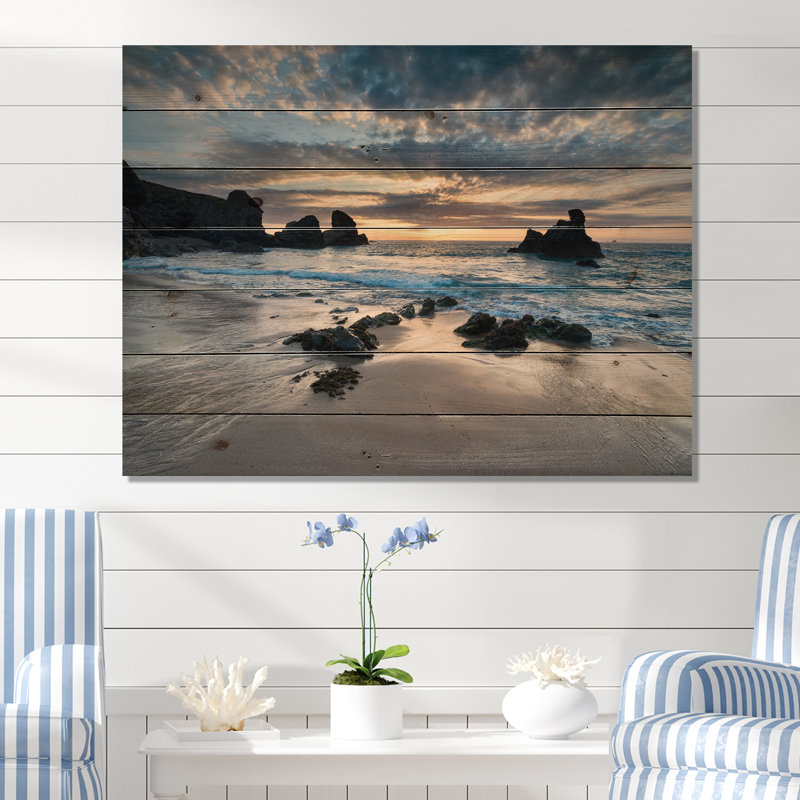 Magnifique baie de Porthcothan - imprimé bord de mer, H 36 po x l 46 po, Impression encadrée, Wood