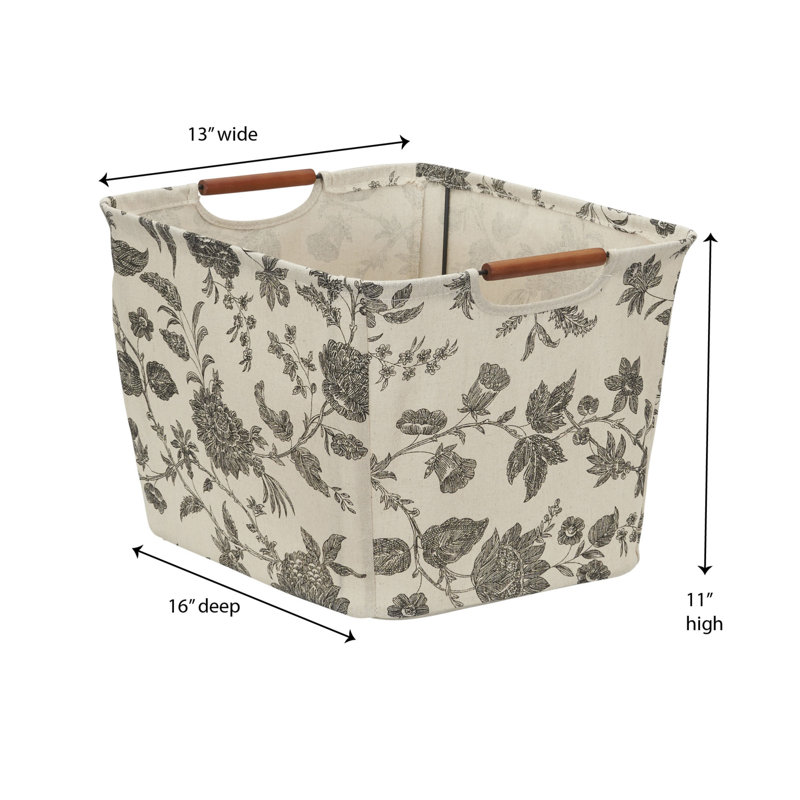 Bac de rangement effilé en tissu, H 11 po x l 16 po x p 13 po, Beige / noir