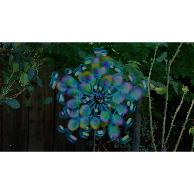 19 Inch Multicolor Metal Peacock Wind Spinner