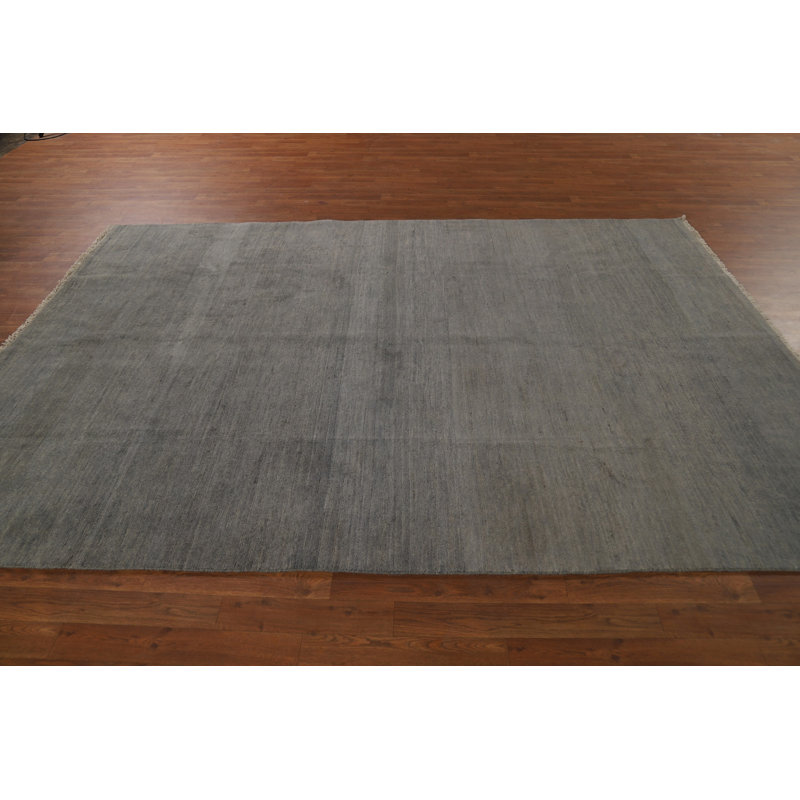 Tapis oriental rayé gris Gabbeh 6 x 9