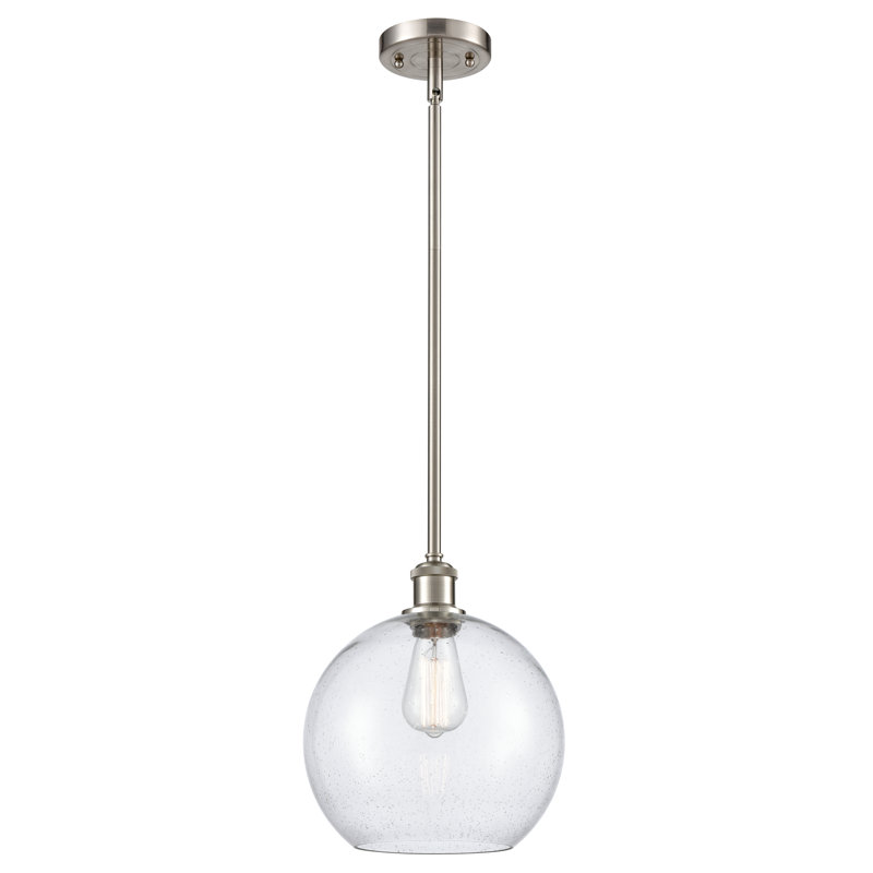 Luminaire suspendu sphère 1 lumière Baran, Grainé, Ampoule non incluse, Nickel satiné brossé
