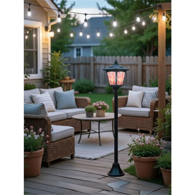 40 Inch Solar Garden Lamp Post Light, Waterproof Warm LED Outdoor Stake Lantern with Removable Heart Panel