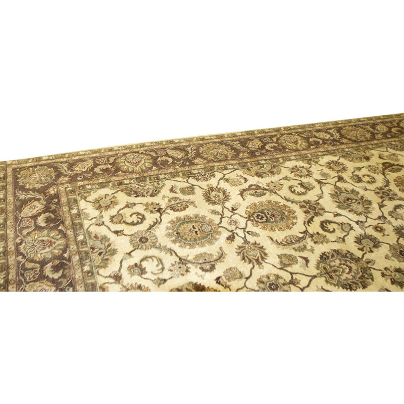High-Quality Hand-Knotted Ivory And Brown Area Rug