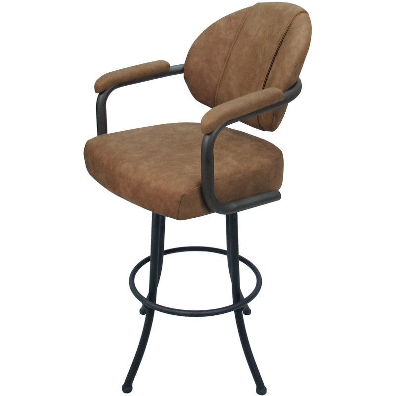 Tabouret de comptoir pivotant rembourré avec structure en métal Gurtejveer, Gris