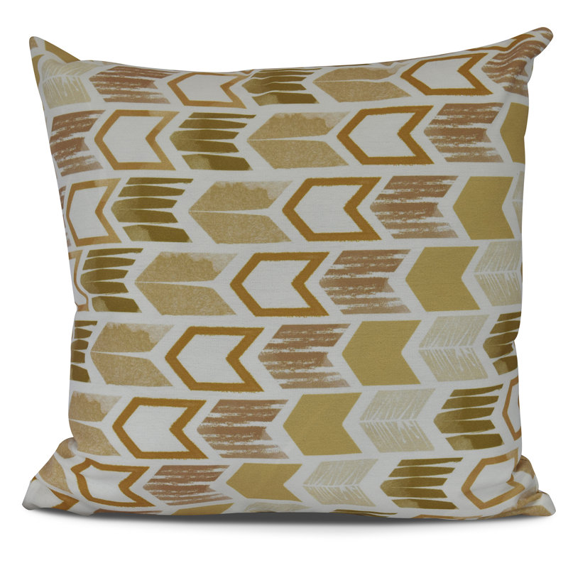 Goals, Gourds, And Gatherings Geometric Reversible Throw Pillow, 18" H x 18" W, Gold