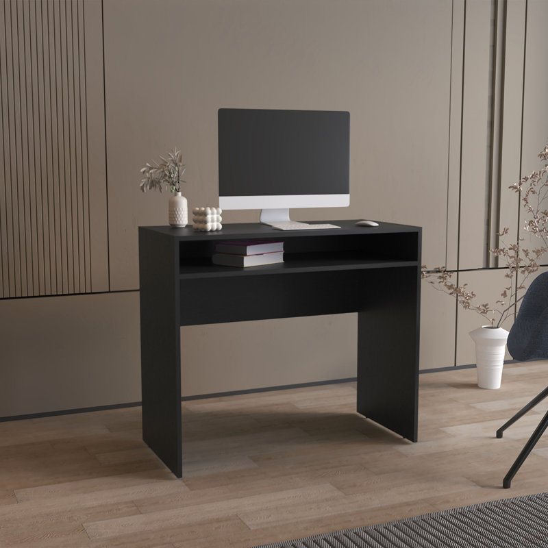 Bureau d'ordinateur H 30,6 po, avec 1 tablette (bureau), Noir