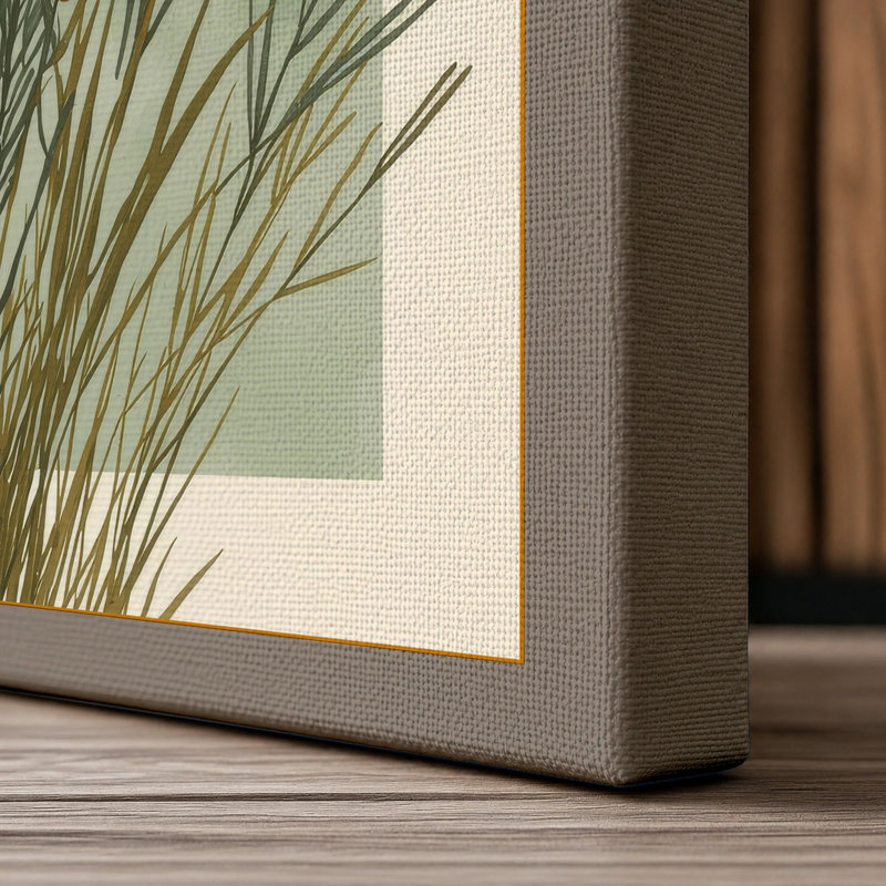 Sedge and Spikes Botanical - Wrapped Canvas, 30x20 - 76.2 x 50.8 cm, Taupe Border