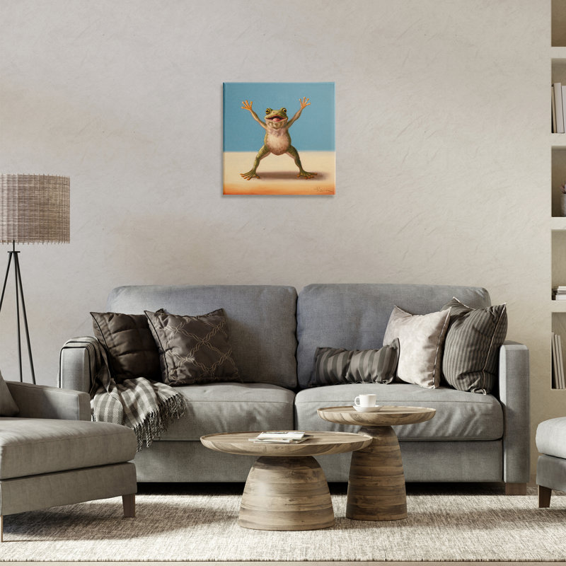 Motif de grenouille, toile par Lucia Heffernan, H 17 po x l 17 po