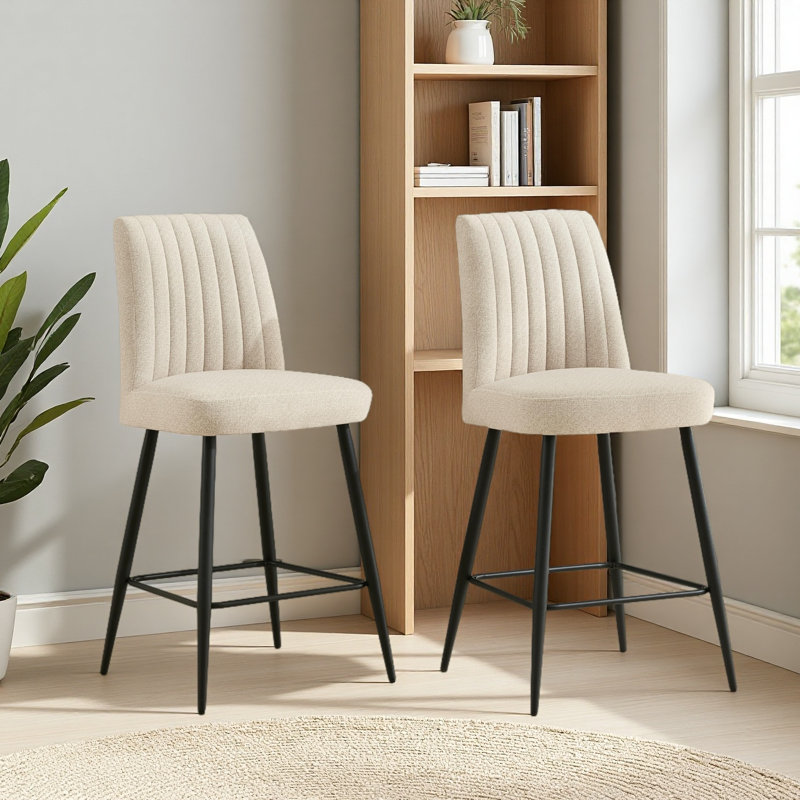 Chaises de bar réglables à pieds en fer, Beige