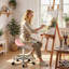 Adjustable Height Ergonomic Saddle Stool with Footring and Wheels-602715333