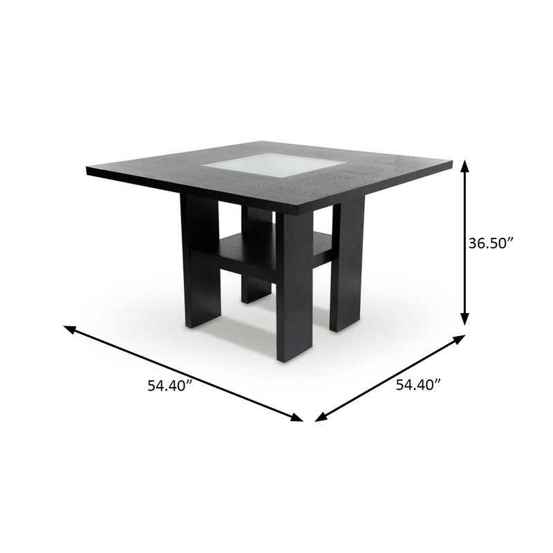 Table de comptoir contemporaine de 54,4 po de largeur, noir