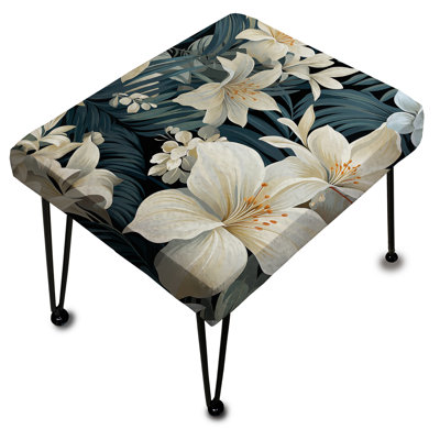 Motif botanique beige et gris de la jungle - Repose-pieds rectangulaire tropical