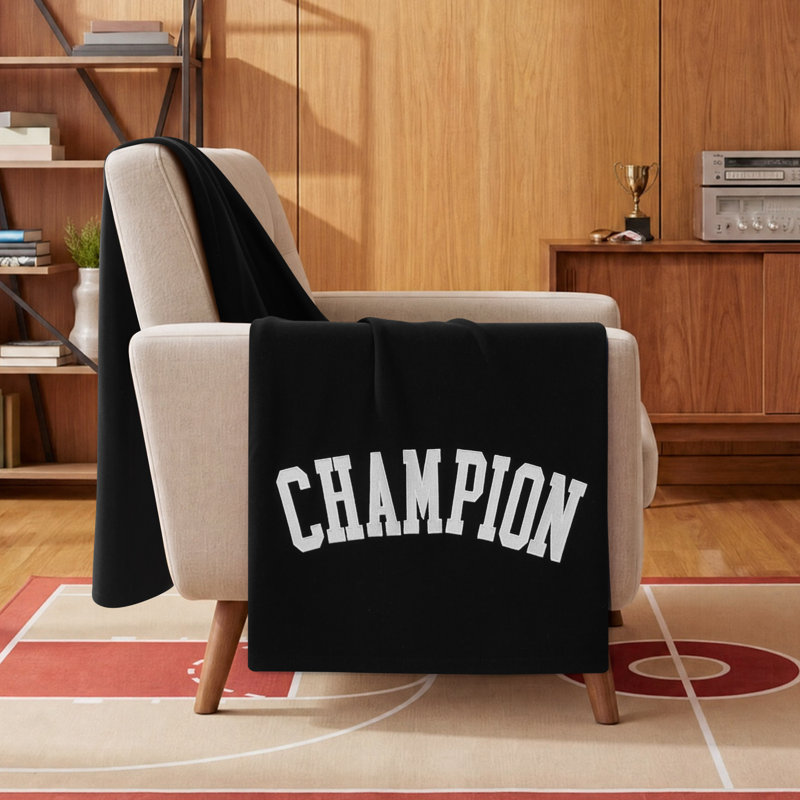 Jeté Champion avec revers en molleton, Noir
