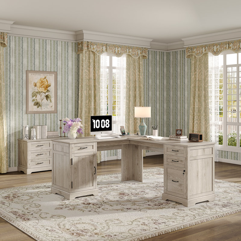 Bureau en L 67 po Farmhouse, Gris / Gris