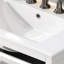 Meuble-lavabo blanc de 30 po avec lavabo en céramique, tablettes réglables, plateau rabattable, pieds en bois massif, boutons argentés, charnières à fermeture en douceur-1301480806