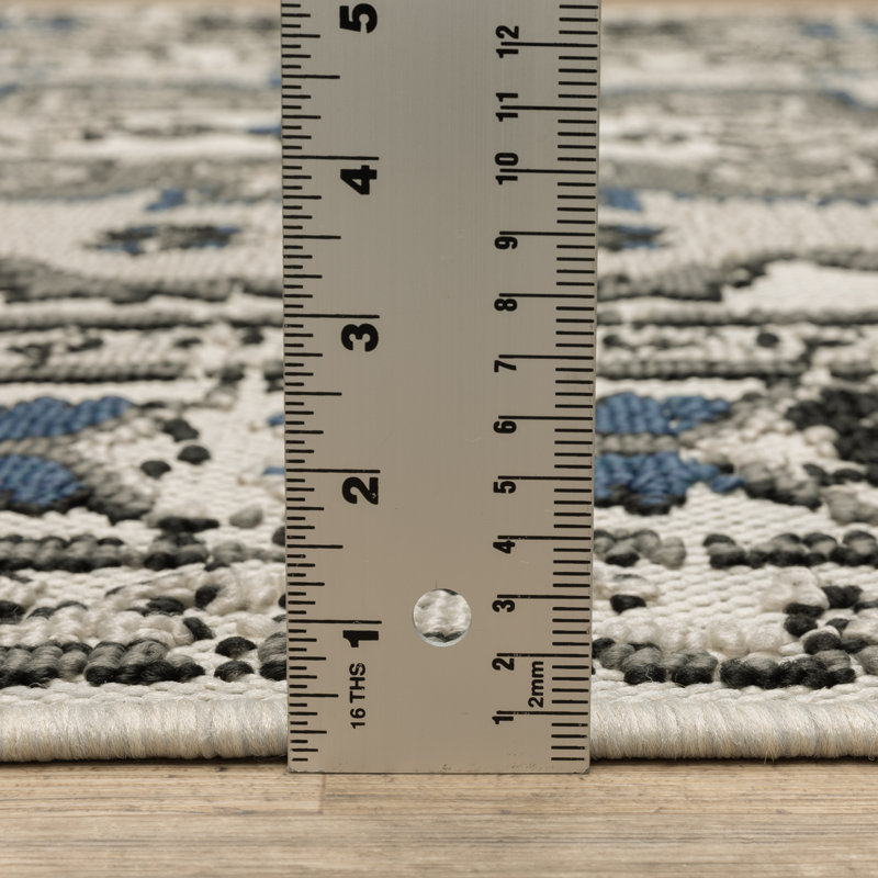 Tapis d'intérieur / extérieur beige / gris Dylen, Tapis de couloir 1 pi 10 po x 3 pi 9 po