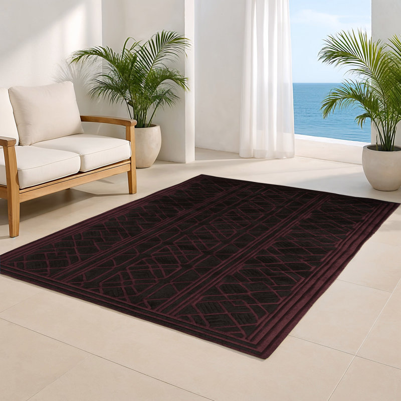 Tapis brun intérieur et extérieur Trellis, Rectangle 5 pi x 7 pi