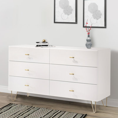 Commode double 6 tiroirs en bois