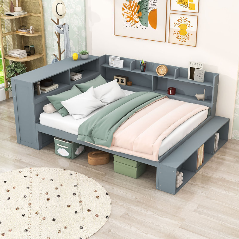Daybed with Storage Cabinets and USB Ports, Gray