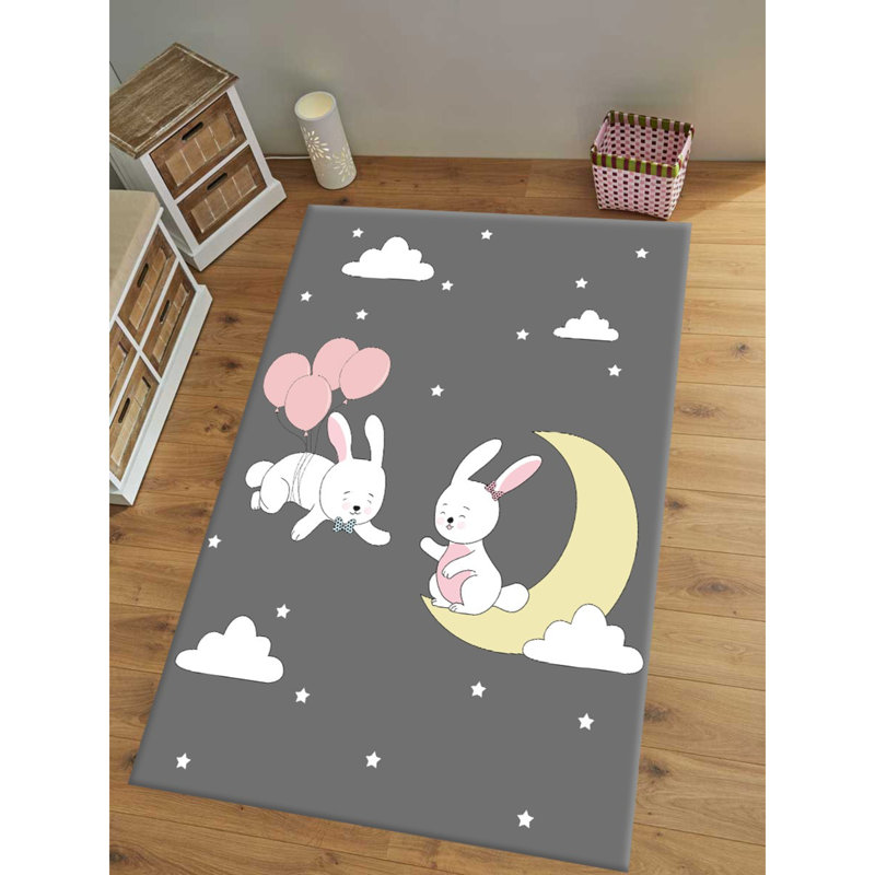 Tapis gris / blanc tissé à la machine Perrodin, Tapis de couloir 2 pi 7 po x 9 pi 10 po