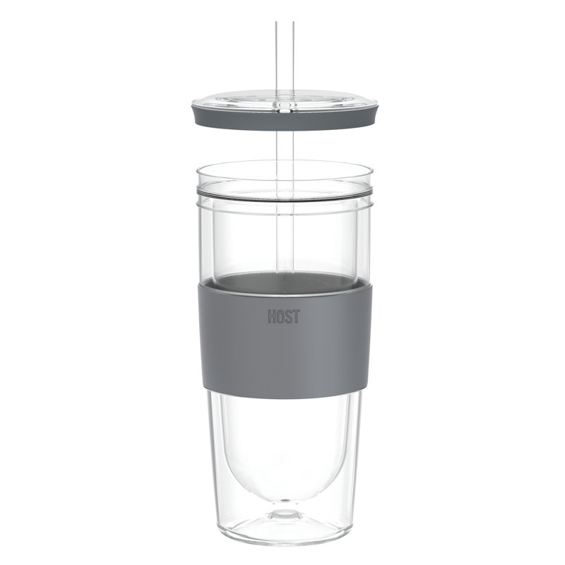 Tasse de refroidissement en verre avec couvercle et paille
