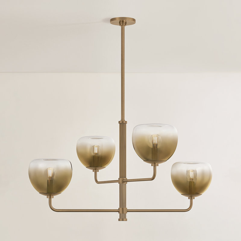 Lustre en laiton patiné Troy Lighting August, H 38,5 po x l 59 po x P 59 po, Quatre lumières