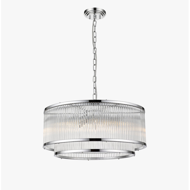 Dosch 5 - Light Geometric Pendant, Chrome, 145cm H x 41.5cm W, 5 Lights