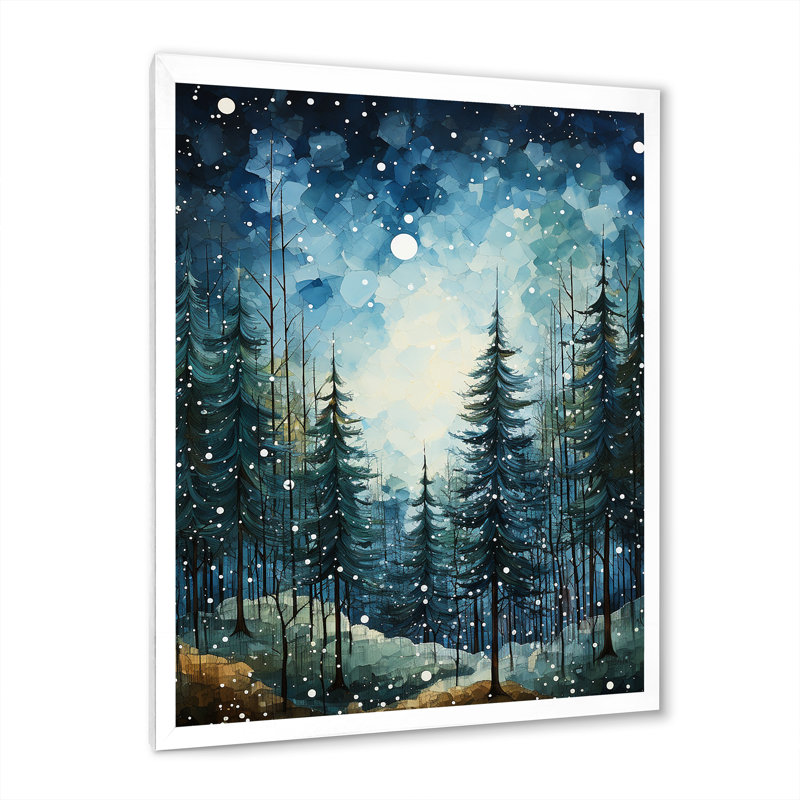 «Winter Snowy Evergreen I - Winter Landscape», reproduction sur toile, H 32 po x l 24 po x P 1 po, Cadre simple blanc