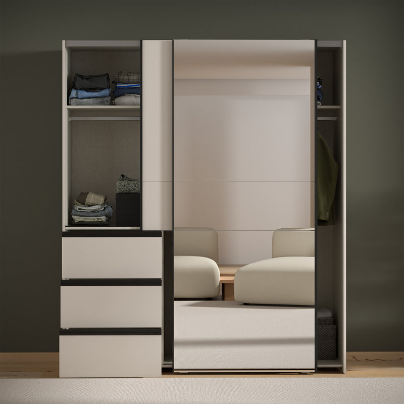 Kavalli 2 Sliding Wardrobe, Cashmere (Beige)