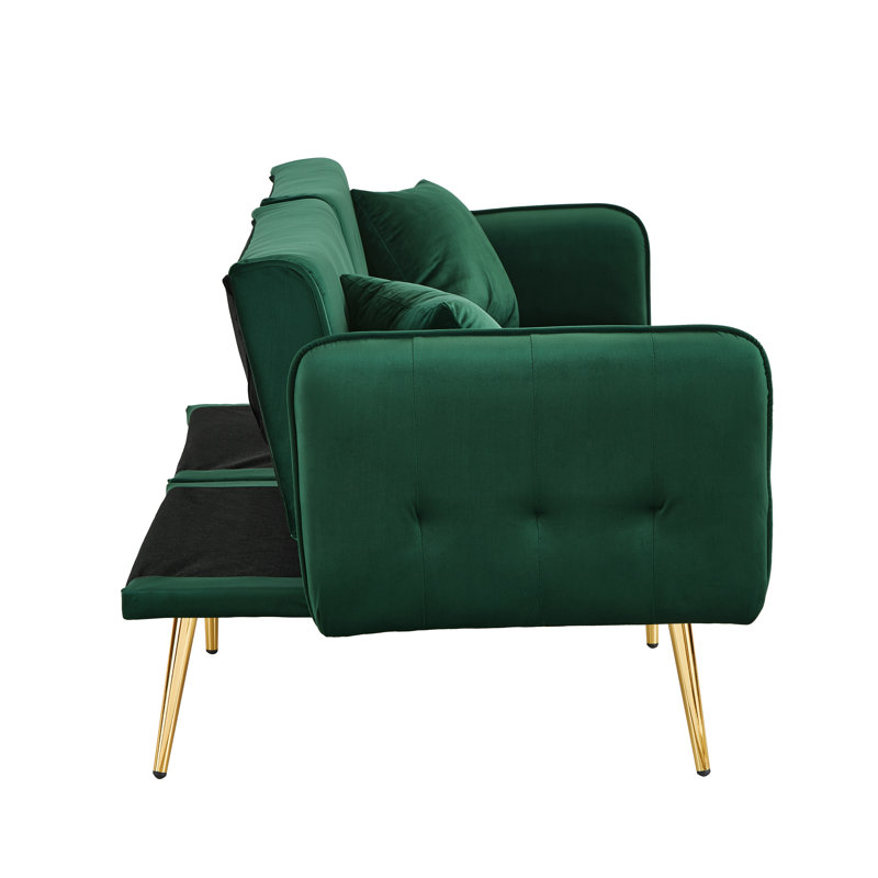 2 Seater Velvet Sofa Bed, Green