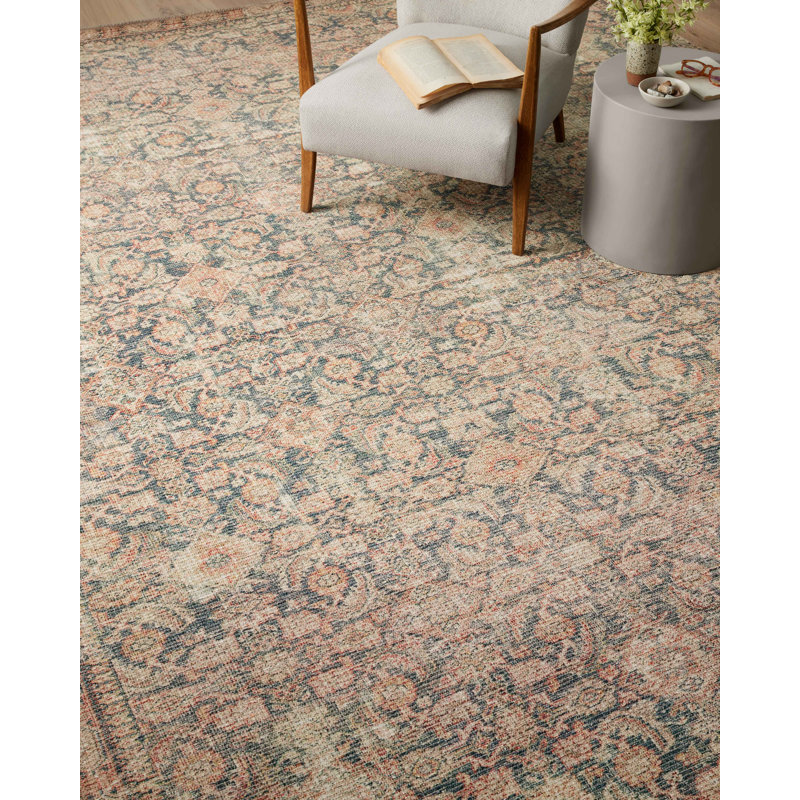 Tapis bleu marine / multicolore Angela Rose x Loloi Aubrey, Carré 1 pi 5 po
