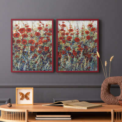 Garden Poppies I-Premium Framed Print -Ready to Hang - No Nails Required - No Nails Required