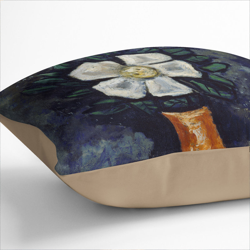 White Flower Scatter Cushion, 55cm H x 55cm W x 20cm D, Stone