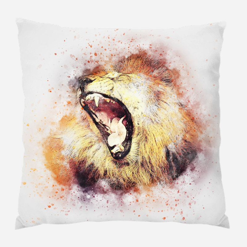Coussin lion Kamren, Microsuède, Intérieur