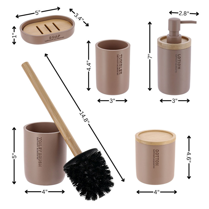 Ensemble d'accessoires de salle de bain Willis, 5 pièces, Cappuccino