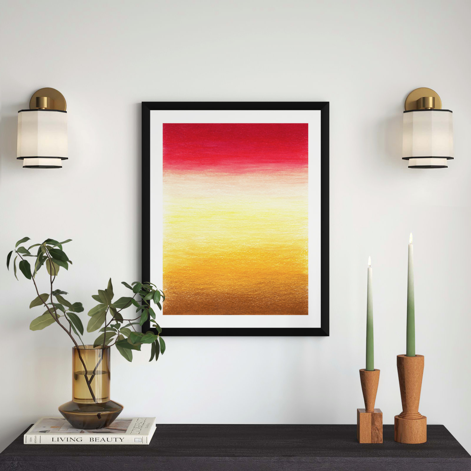 Tie-Dye Sunset Painting by Katy Montica, 24" W x 30" H, Black