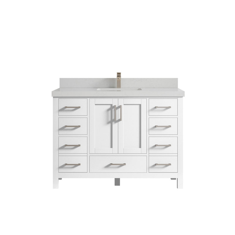 Ensemble de meuble-lavabo simple 48 po Malibu, Quartz de Carrare