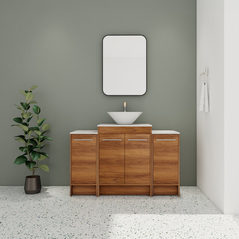 Meuble-lavabo simple 47,67 po avec plateau en pierre frittée Markeida