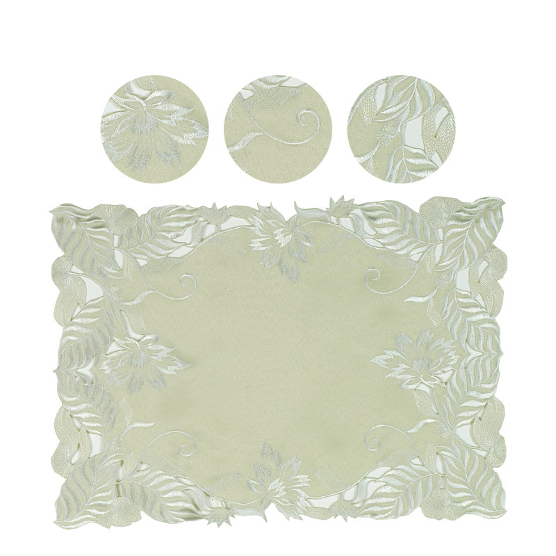 Nappe Ardelia Collection Corda avec broderie européenne pour un repas élégant et un décor de Noël, Vert