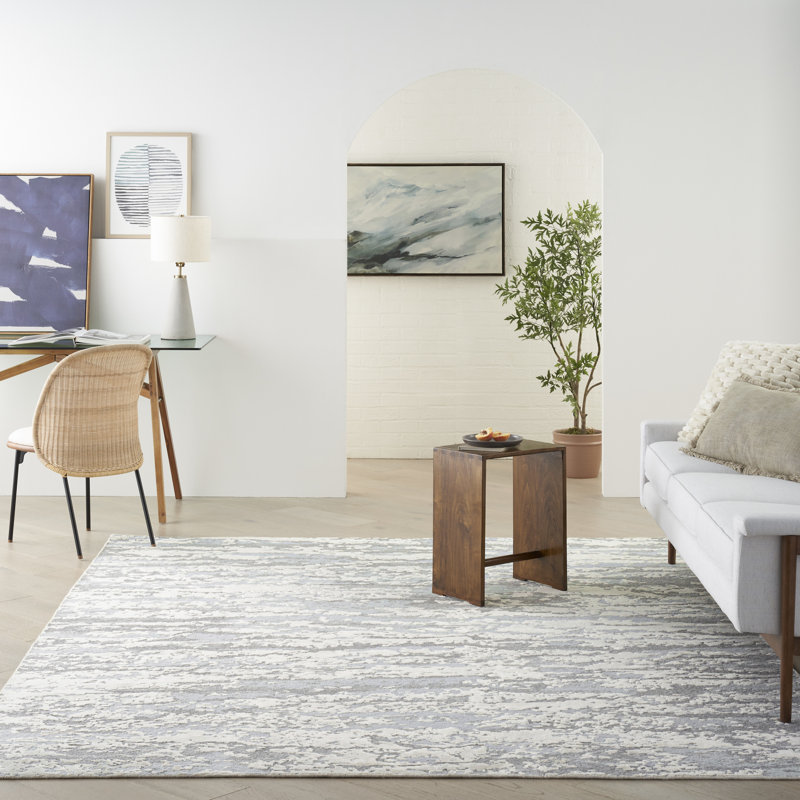 Nourison Theos 9'9" x 13'9" Aqua Modern Indoor Rug, Rectangle 9'9" x 13'9", Aqua
