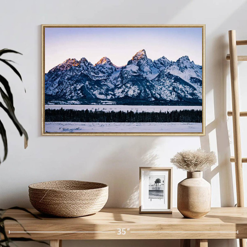 Jackson Hole Grand Teton, 25 po x 17 po, Cadre flottant en bois naturel