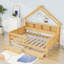 Lits plateforme doubles en bois avec DEL, tablettes et tiroirs-781609109