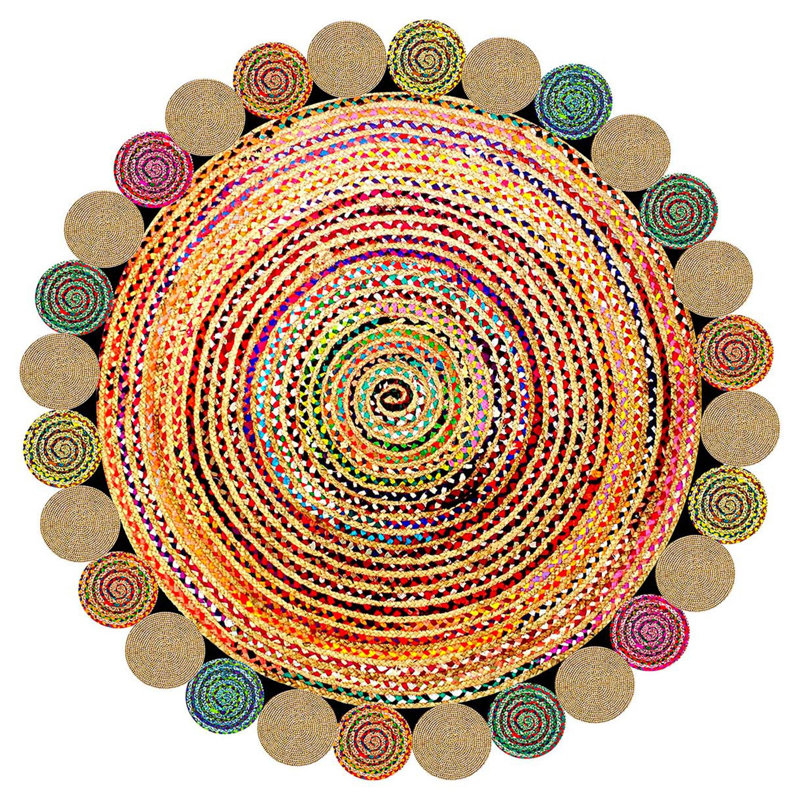 Stylish Round Carpet, 31.5 Inches Diameter, 100% Polyester, 650 g/m², 0.3 Inch Pile Height | Antibacterial, Non-Slip Underside, Machine Washable | 3D Digital Print Design, Perfect for Living Room & Bedroom Decor