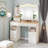 Vanity Desk With Mirror And Lights,Makeup Vanity With  2 Usb Power Strip, Vanity Set With Three Drawers And Two Cabinet, 7 Lights With 3 Lights Colors, Foldable Three-Sided Mirror(White)