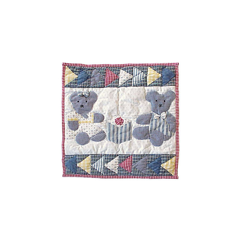 Blue Teddy Bear Cotton Throw Pillow