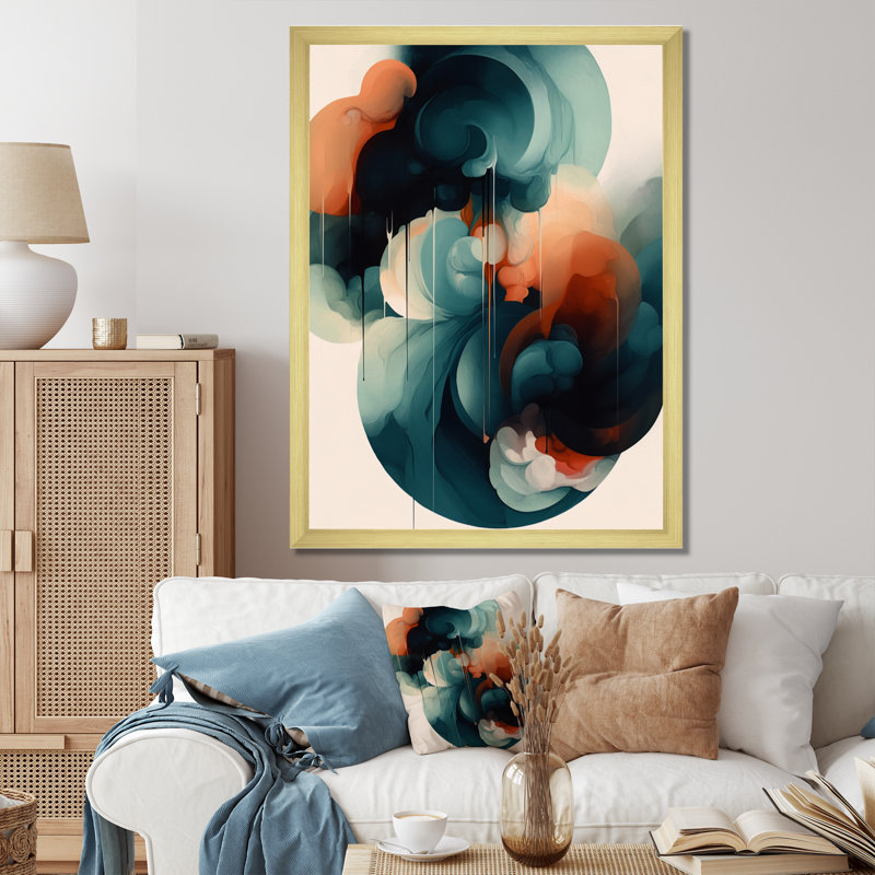 «Heim Abstract Shapes and Line Artwork IV», reproduction, H 40 po x l 30 po x P 1,5 po, Encadrement doré
