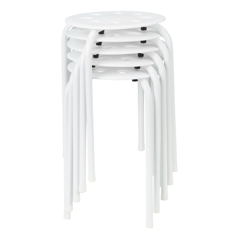 Office and Classroom Stacking Stool, Blanc