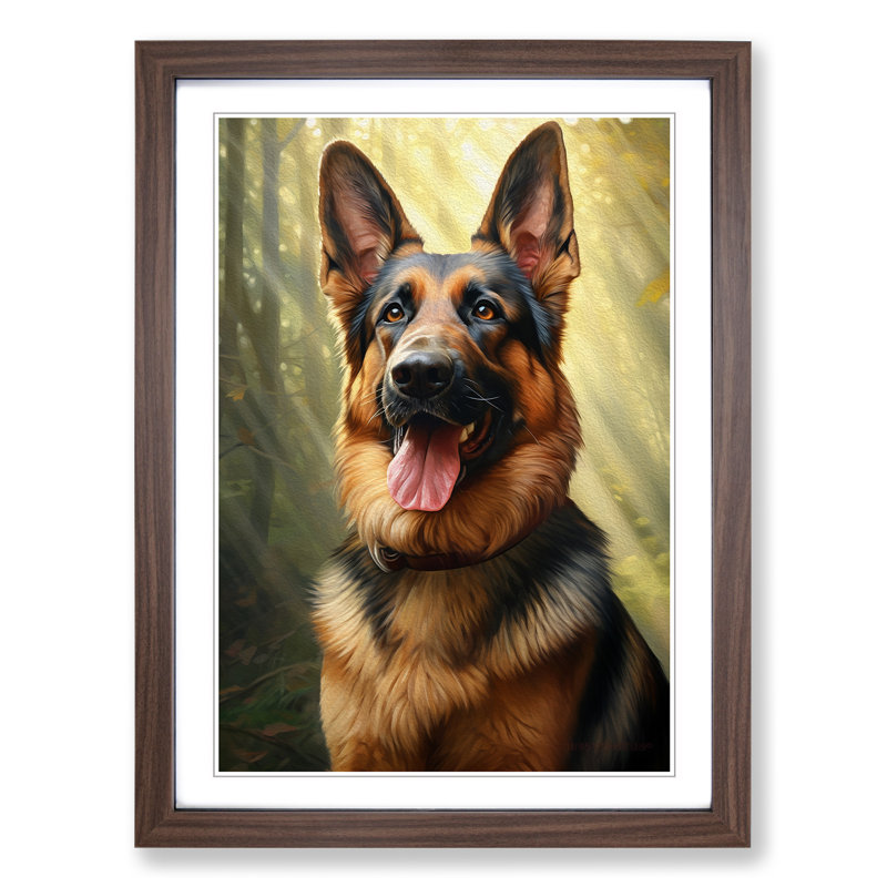 German Shepherd Realism - Framed Print, Walnut Framed, 34cm H x 25cm W
